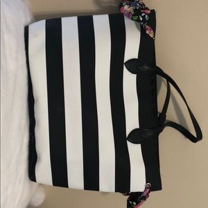 Black and white striped tote